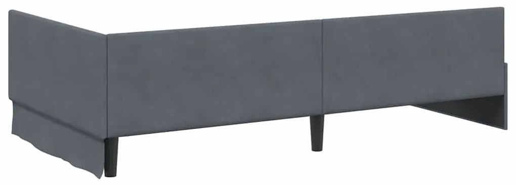 vidaXL Κρεβάτι Γωνίας με κεφαλάρι Σκούρο Γκρι 90 εκ x 190 εκ Βελούδο