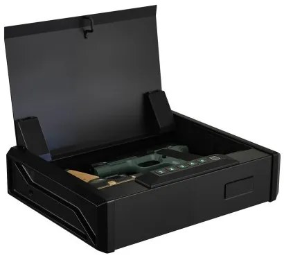 VEVOR Gun Safe, Heavy Duty Handgun Safe with Fingerprint/Password/Key, 3-Way Quick Access Firearm Case Box with Lighting for 2 Pistols & 2 Magazines, Pistol Gun Box for Nightstand Bedside Desk Car