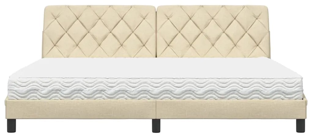 vidaXL Κρεβάτι με Στρώμα Κρεμ 200x200 εκ. Υφασμάτινο
