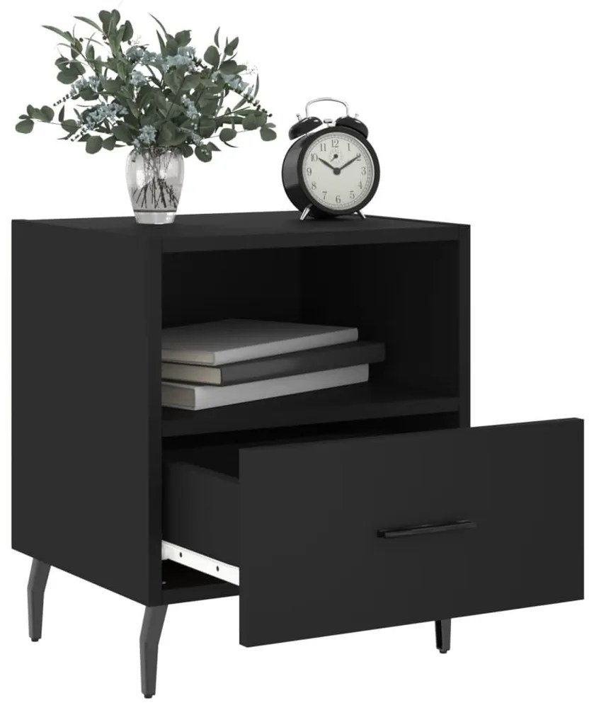 vidaXL Κομοδίνα 2 τεμ. Μαύρα 40 x 35 x 47,5 εκ. από Επεξεργασμένο Ξύλο