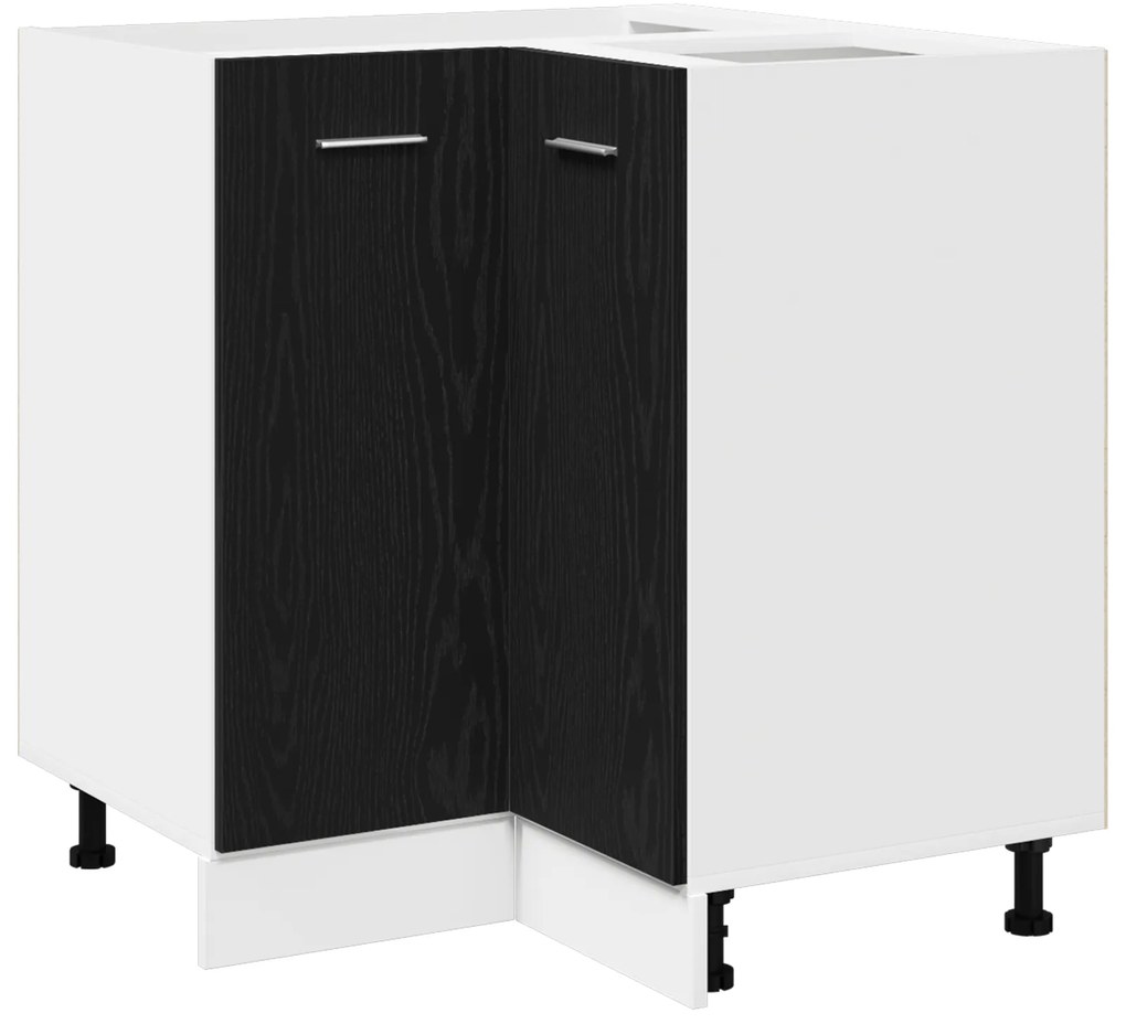 vidaXL Μαύρο Δρυς Γωνιακό Κάτω Ντουλάπι - 75.5 x 75.5 x 81.5 εκ, Φτιαγμένο από Επεξεργασμένο Ξύλο