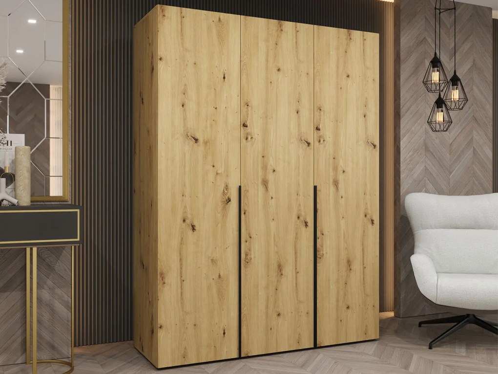 Ντουλάπα Alicante Τρίφυλλη-Φυσικό - Μαύρο