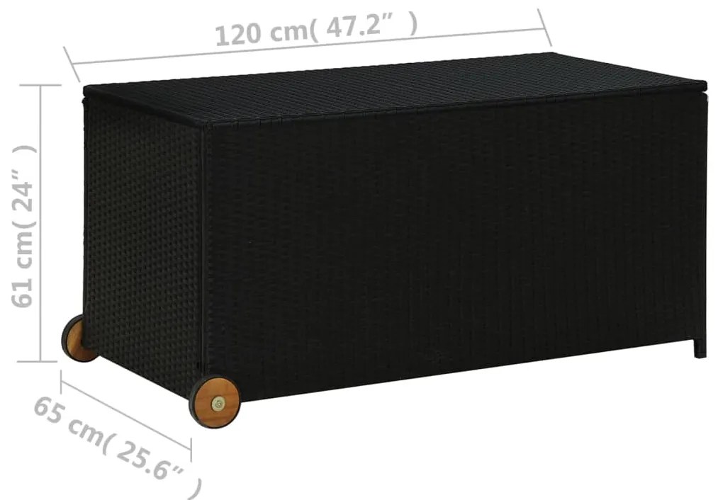 Κουτί Αποθήκευσης Κήπου Μαύρο 120x65x61 εκ. Συνθετικό Ρατάν - Μαύρο