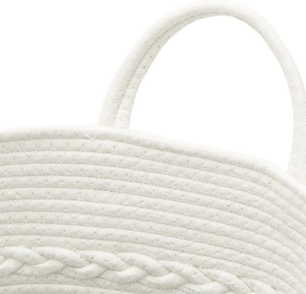 vidaXL Καλάθι Αποθήκευσης Καφέ και Λευκό Ø43 x 38 εκ. Βαμβακερό