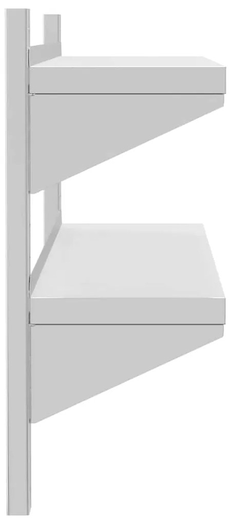 vidaXL Ράφι Τοίχου 2 Επιπ. Ασημί 100x23,5x60 εκ. Ανοξείδωτο Ατσάλι