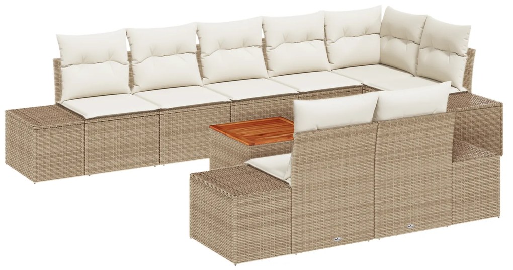 vidaXL Σετ Καθιστικού Κήπου 9 pcs Beige, λευκό 55 x 55 x 37 εκ