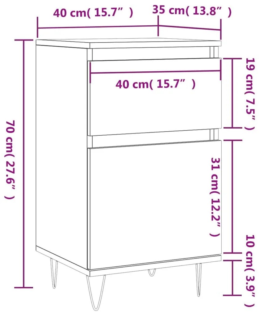 Ντουλάπια 2 τεμ. Καφέ Δρυς 40x35x70 εκ. από Επεξεργασμένο Ξύλο - Καφέ