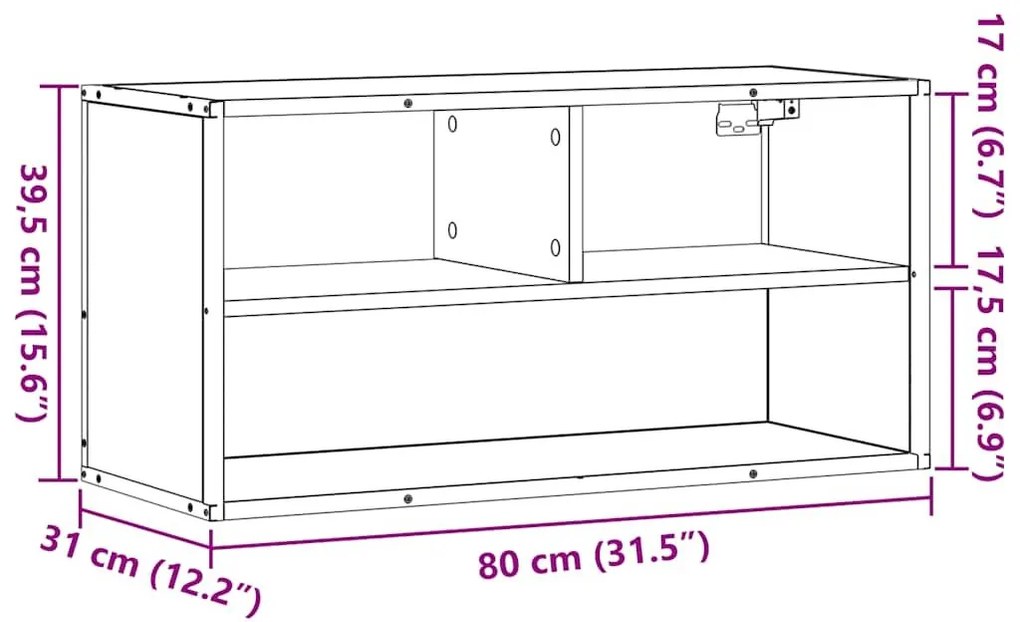 Έπιπλο Τηλεόρασης Καπνιστή Δρυς 80x31x39,5 εκ Επεξ.Ξύλο/Μέταλλο - Καφέ