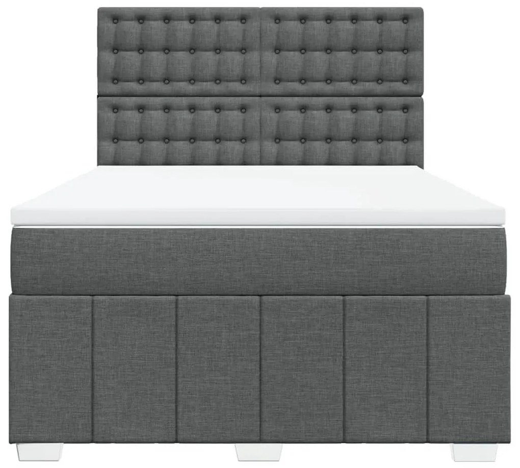 Κρεβάτι Boxspring με Στρώμα Σκούρο Γκρι 140x190 εκ. Υφασμάτινο - Γκρι