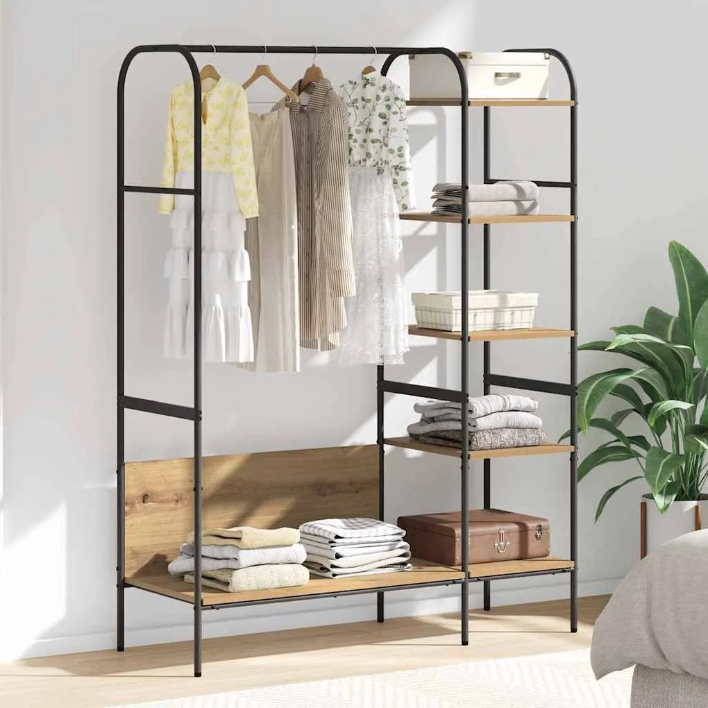 vidaXL Ράφι Ρούχων με ράφι Μπεζ 120 x 44 x 160 εκ Επεξεργασμένο ξύλο
