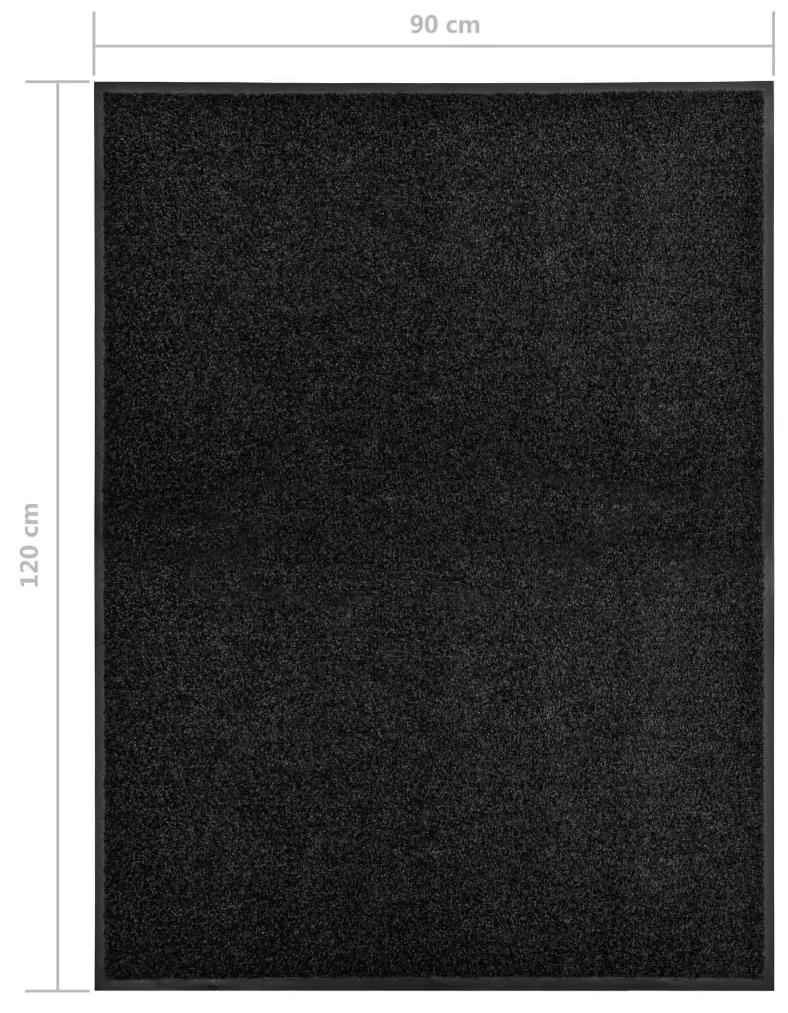 vidaXL Πατάκι Εισόδου Πλενόμενο Μαύρο 90 x 120 εκ.