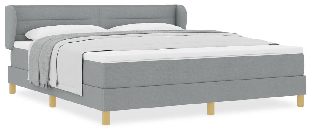vidaXL Κρεβάτι Box Spring με Στρώμα σε Ανοιχτό Γκρι 180x200 εκ. Ύφασμα