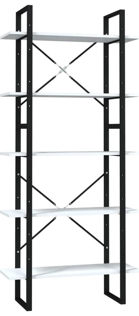 vidaXL Βιβλιοθήκη με 5 Ράφια Λευκή 80 x 30 x 175 εκ. από Επεξ. Ξύλο