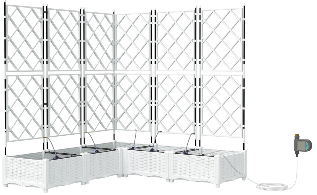 vidaXL Γλάστρες Κήπου 1 τεμ Καφασωτό Λευκό 120 x 120 x 126 cm Πλαστικό