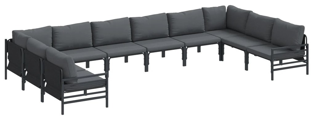 vidaXL Σετ Καναπέ Κήπου 10 pcs Ανθρακί Ατσάλι