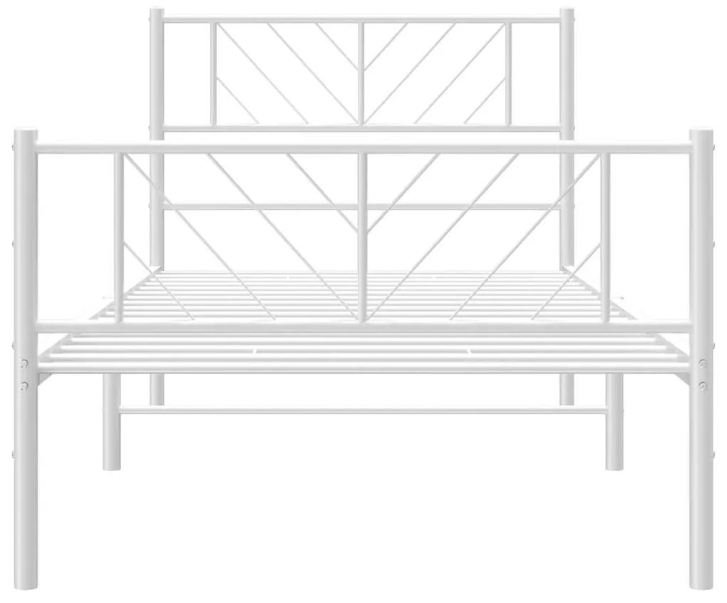 Πλαίσιο Κρεβατιού με Κεφαλάρι&amp;Ποδαρικό Λευκό 100x190εκ. Μέταλλο - Λευκό
