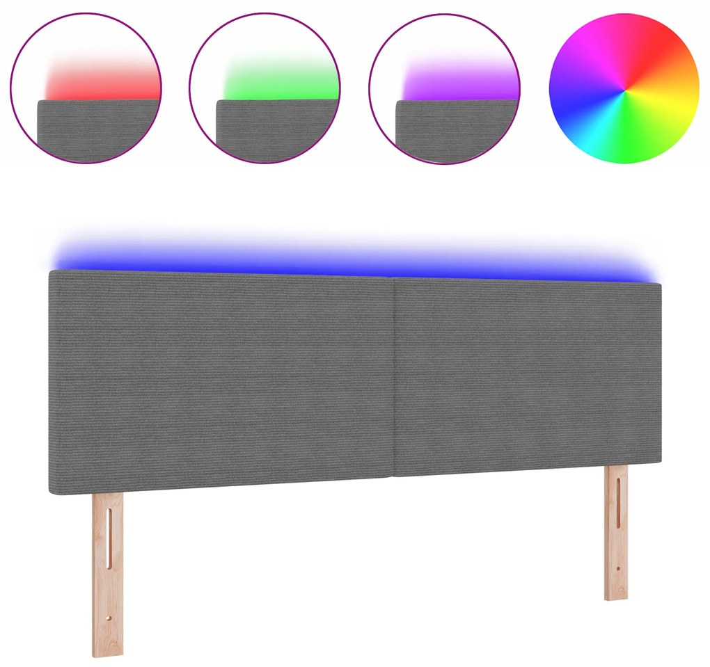 vidaXL LED Κεφαλάρι με Απλό Σχέδιο Ανοιχτό Γκρι 80 εκ. Ύφασμα Βελούδο