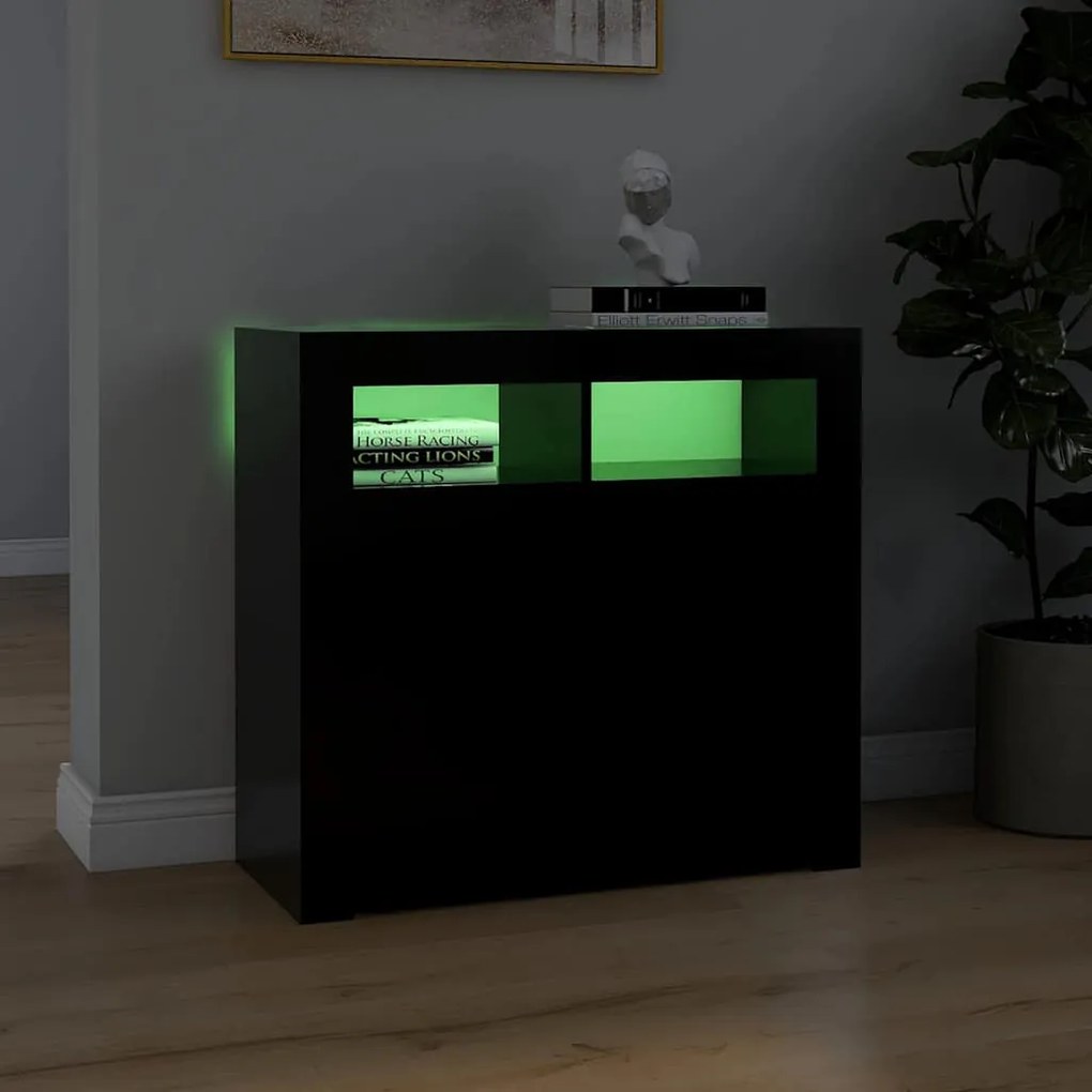 vidaXL Ντουλάπι με LED Μαύρο 80 x 35 x 75 εκ.