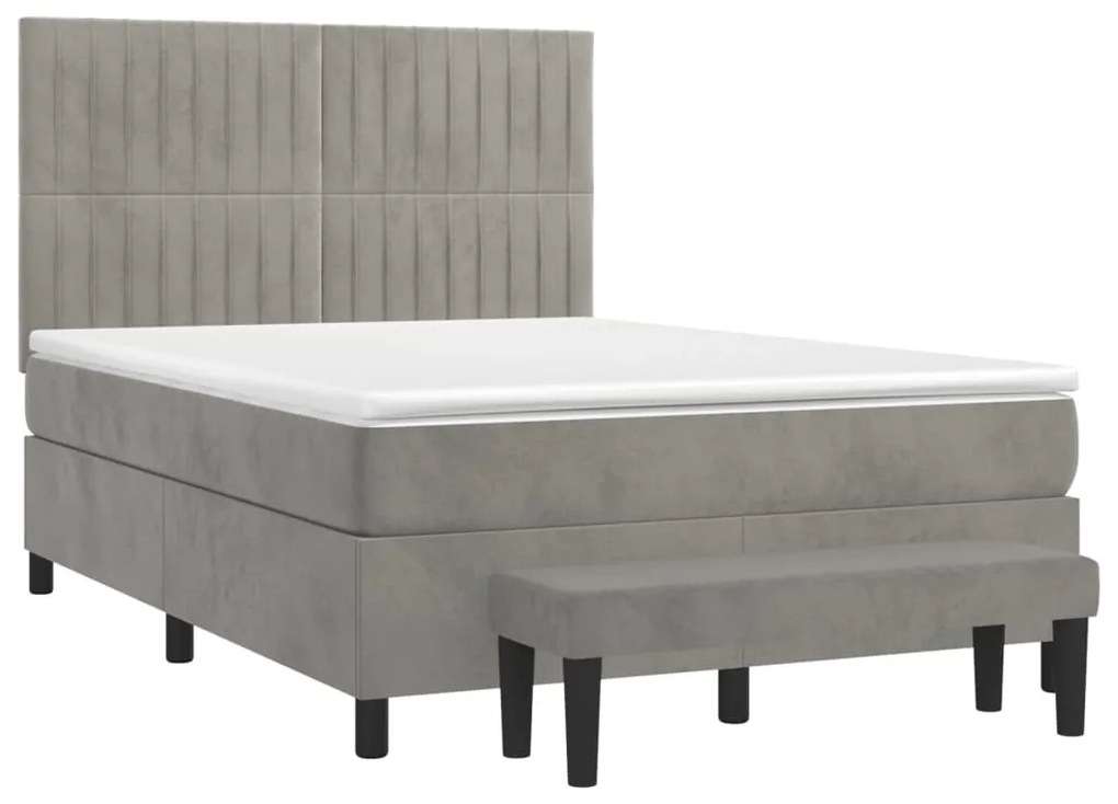 ΚΡΕΒΑΤΙ BOXSPRING ΜΕ ΣΤΡΩΜΑ ΑΝΟΙΧΤΟ ΓΚΡΙ 140X200 ΕΚ. ΒΕΛΟΥΔΙΝΟ 3137965