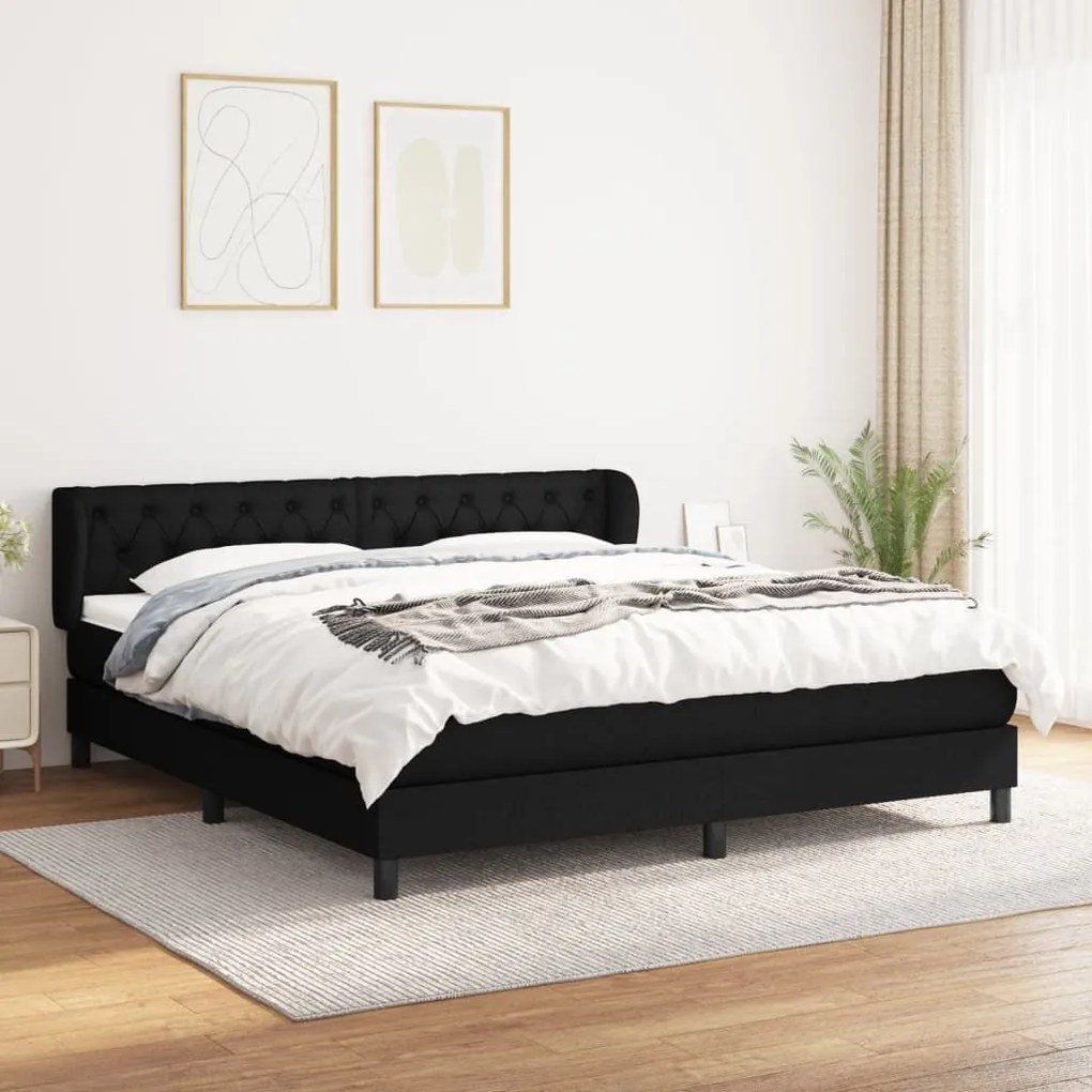 ΚΡΕΒΑΤΙ BOXSPRING ΜΕ ΣΤΡΩΜΑ ΜΑΥΡΟ 160X200 ΕΚ. ΥΦΑΣΜΑΤΙΝΟ 3126495