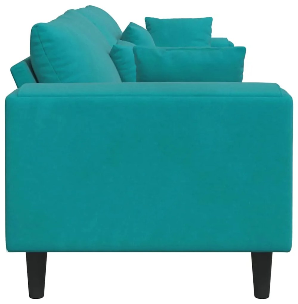 vidaXL Καναπές με μαξιλάρι Τιρκουάζ 250 x 77 x 76 εκ. Βελούδο