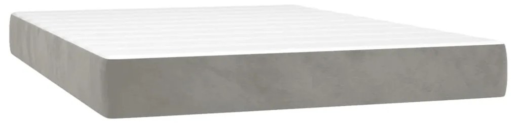 vidaXL Κρεβάτι Boxspring με Στρώμα & LED Αν.Γκρι 140x200 εκ. Βελούδινο