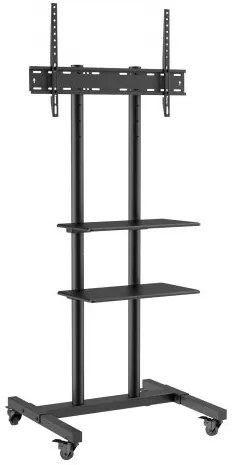 VEVOR Mobile TV Stand, Mobile TV Cart for 32 to 70 inch TVs, Height Adjustable Portable TV Stand with Wheels, Double Tray for Audio-Visual Devices, Rolling TV Stand with Mount for Bedroom, Living Room