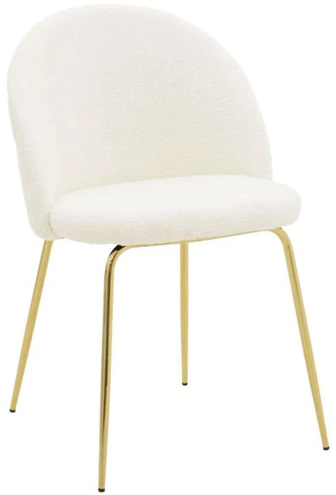 Καρέκλα Fersais Μπουκλέ 273-000011 48x57x81cm White-Gold Μέταλλο,Ύφασμα
