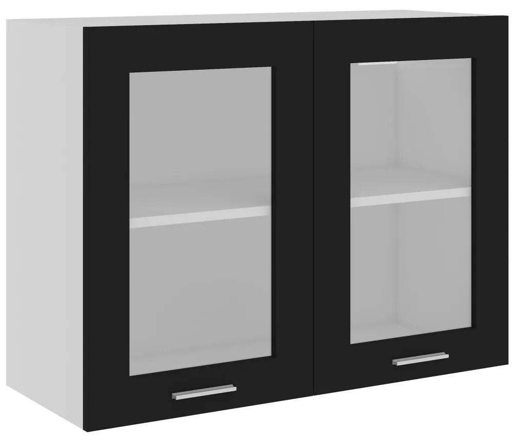 vidaXL Κρεμαστό Γυάλινο Ντουλάπι "Lyon" Μαύρο 80x31x60 εκ. από Τεχνητό Ξύλο