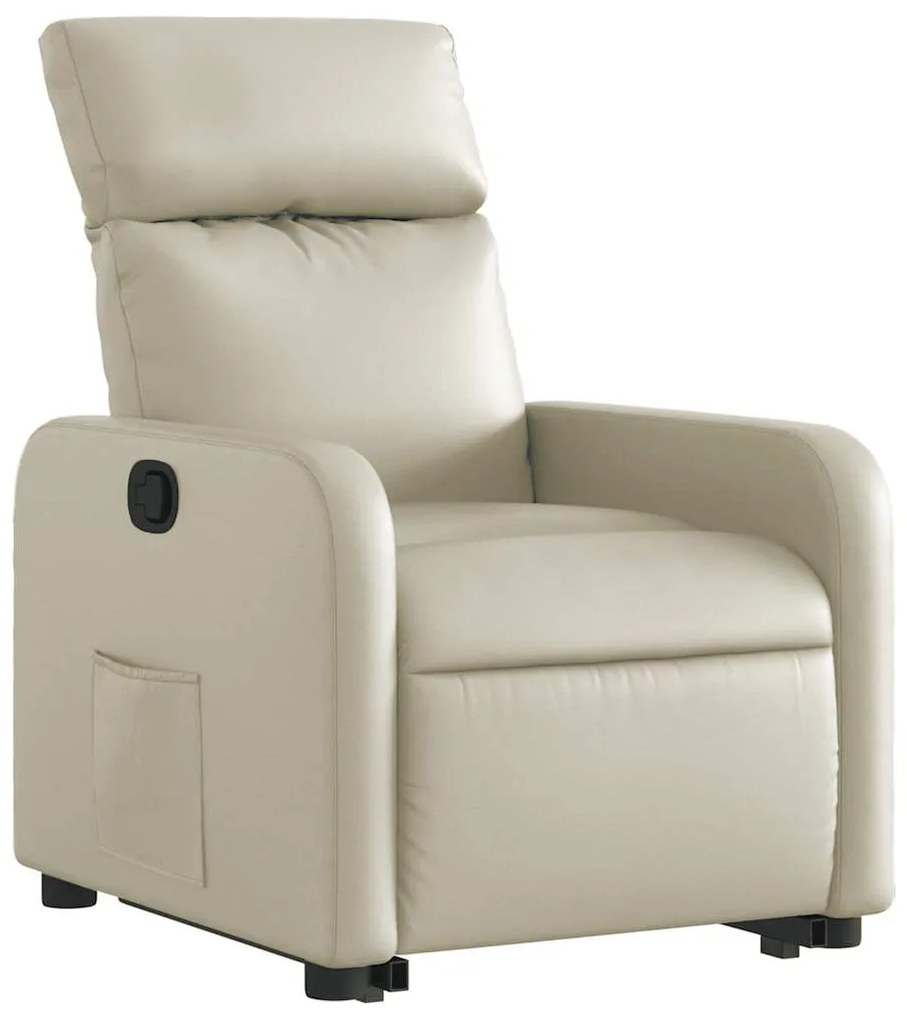 vidaXL Πολυθρόνα Ανακλινόμενη με Ανύψωση Κρεμ από Συνθετικό Δέρμα