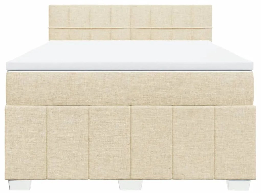 vidaXL Κρεβάτι Boxspring με Στρώμα Κρεμ 140x200 εκ. Υφασμάτινο