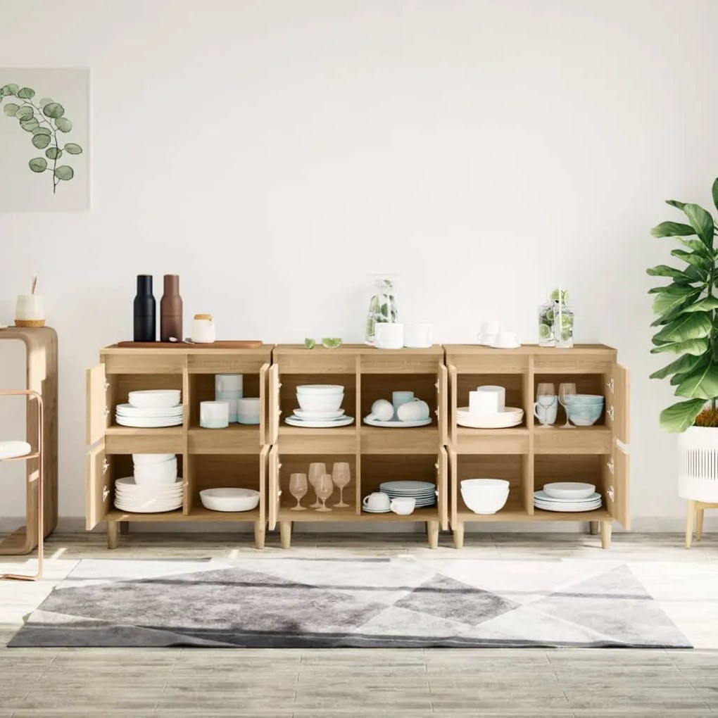 vidaXL Ντουλάπια 3 τεμ. Sonoma Δρυς 60x35x70 εκ. Επεξεργασμένο Ξύλο