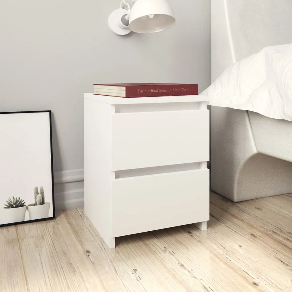 vidaXL Κομοδίνα 2 τεμ. Λευκά 30 x 30 x 40 εκ. από Μοριοσανίδα