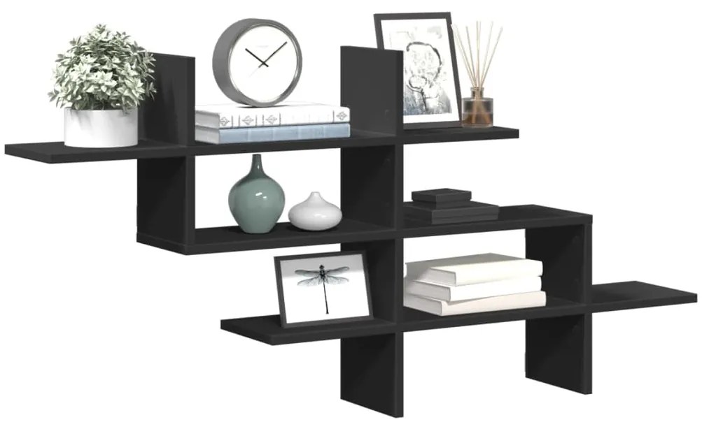 vidaXL Ράφι Τοίχου Μαύρη 124,5x18x60,5 εκ. από Επεξεργασμένο Ξύλο