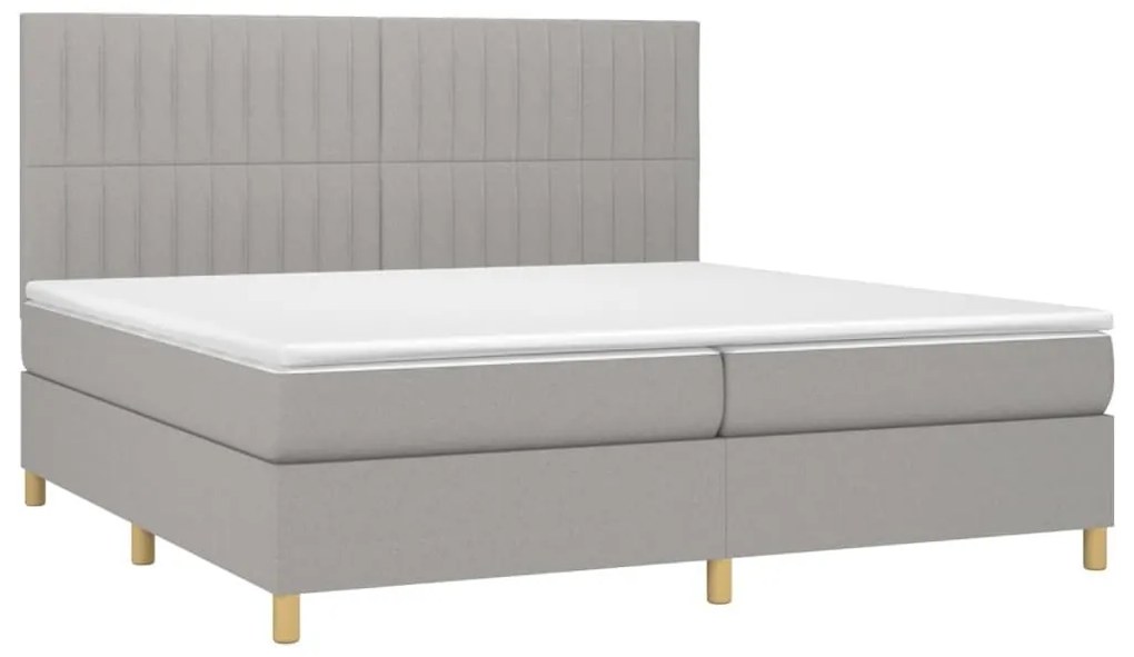 Κρεβάτι Boxspring με Στρώμα Ανοιχτό Γκρι 200x200 εκ. Υφασμάτινο - Γκρι