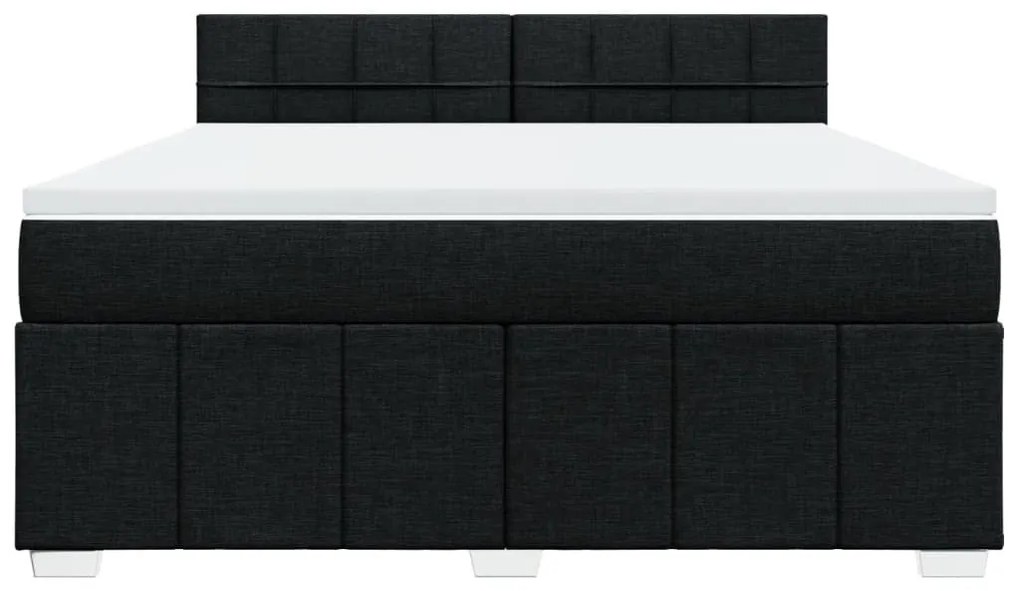 Κρεβάτι Boxspring με Στρώμα Μαύρο 180x200 εκ. Υφασμάτινο - Μαύρο