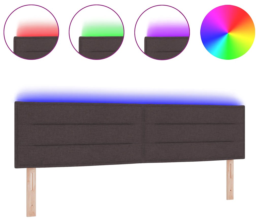 vidaXL LED Κεφαλάρι Σχεδίασης Γραμμών Σκούρο Καφέ 90 εκ Ύφασμα