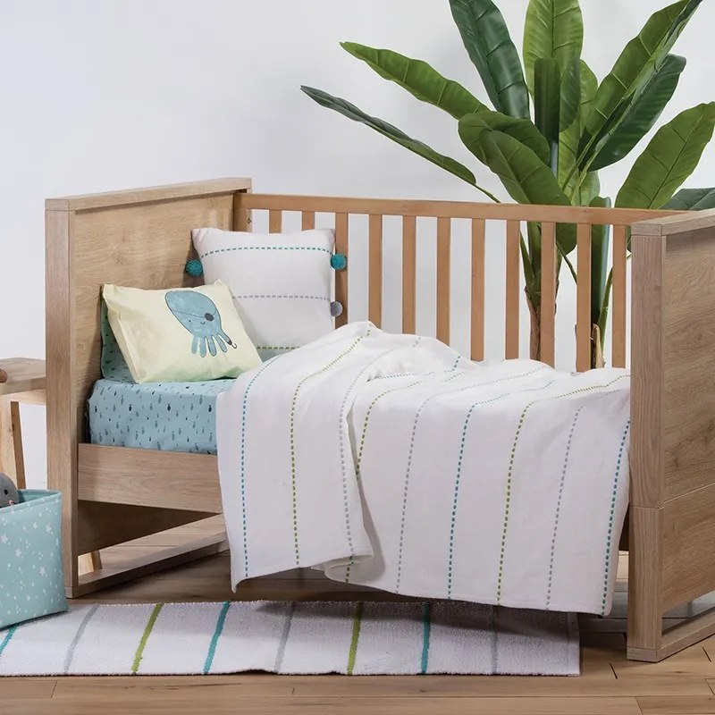 Βρεφική Κουβέρτα Κούνιας 110x150 Life Line Aqua-Lime 5205495550237