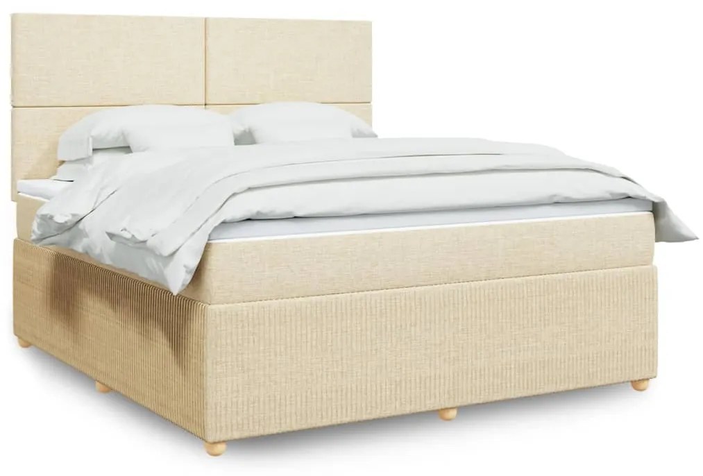 vidaXL Κρεβάτι Boxspring με Στρώμα Κρεμ 180x200 εκ. Υφασμάτινο