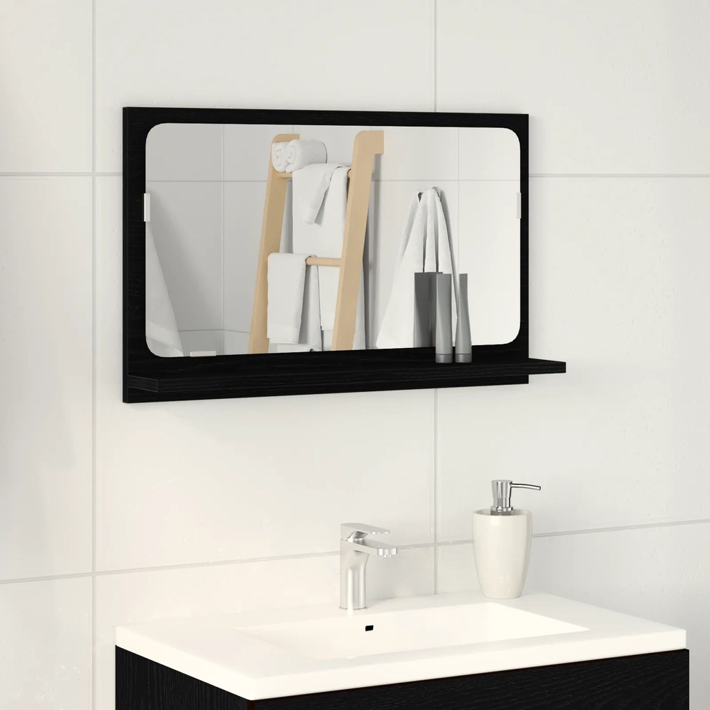 vidaXL Καθρέφτης μπάνιου  σε μαύρο δρυ, 60x10,5x37 εκ, φτιαγμένος από ξύλο