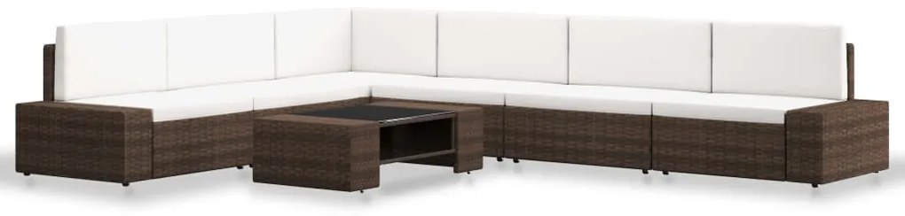 vidaXL Σαλόνι Κήπου 7 Τεμαχίων Καφέ από Συνθετικό Ρατάν