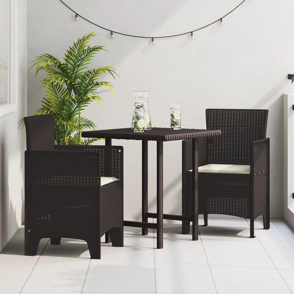 vidaXL Καρέκλες Κήπου με Μαξιλάρια 2 pcs Καφέ 53 x 49 x 85 εκ. Ρατάν