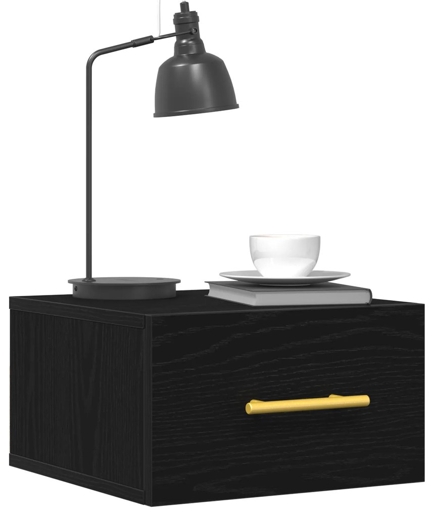 vidaXL Κομοδίνο Τοίχου Μαύρη Δρυς 35x35x20 εκ.