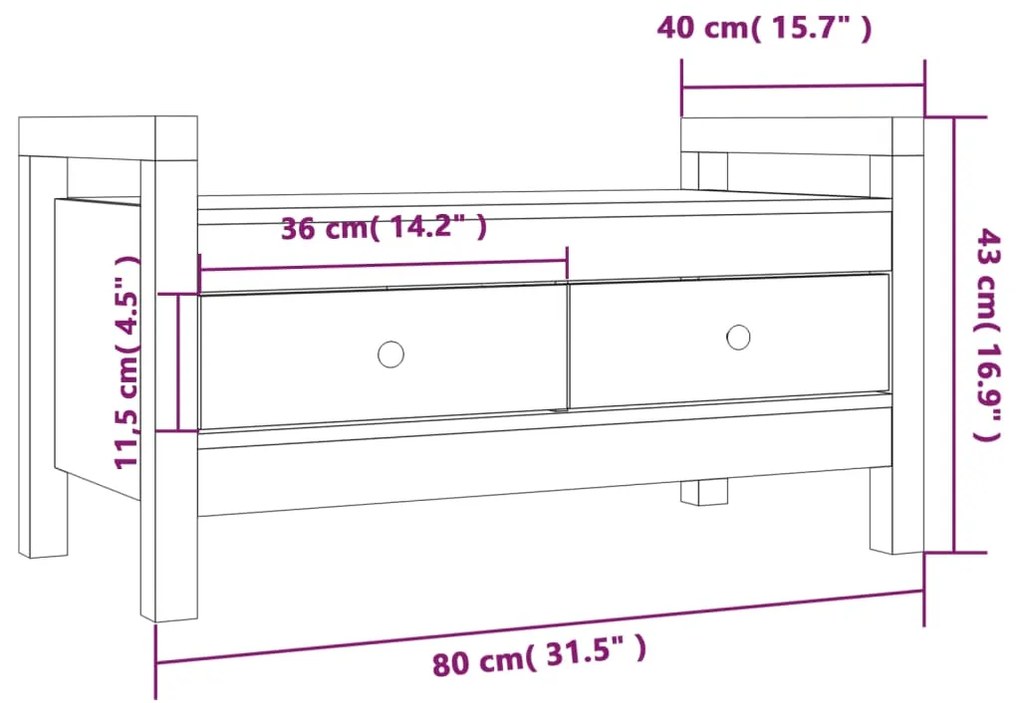 ΠΑΓΚΑΚΙ ΧΟΛ 80 X 40 X 43 ΕΚ. ΑΠΟ ΜΑΣΙΦ ΞΥΛΟ ΠΕΥΚΟΥ 821784