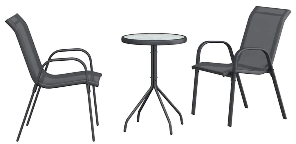 vidaXL Σετ Μπιστρό Κήπου 3 pcs Γκρι Ατσάλι