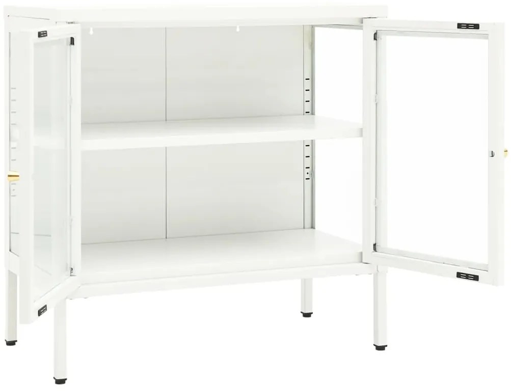 vidaXL Μπουφές Λευκός 70 x 35 x 70 εκ. από Ατσάλι και Γυαλί