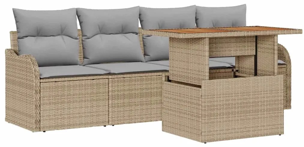 vidaXL Σετ Καναπέ Κήπου 5 pcs μπεζ και ανοιχτό γκρι 100 x 55 x 73 εκ