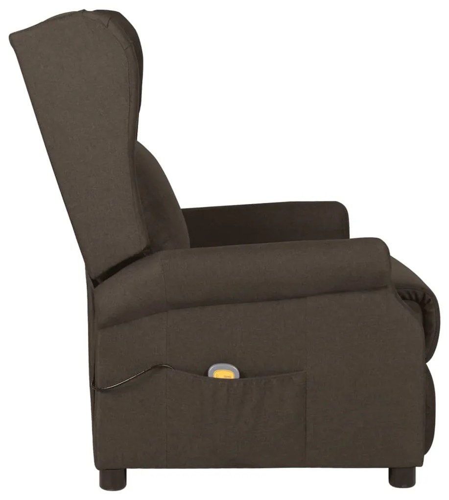 vidaXL Πολυθρόνα Μασάζ Σκούρο Καφέ Υφασμάτινη