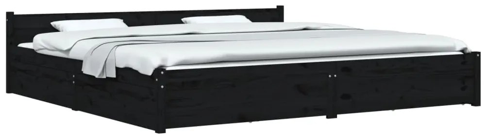 vidaXL Πλαίσιο Κρεβατιού Με Συρτάρια Μαύρο 200 x 200 εκ.