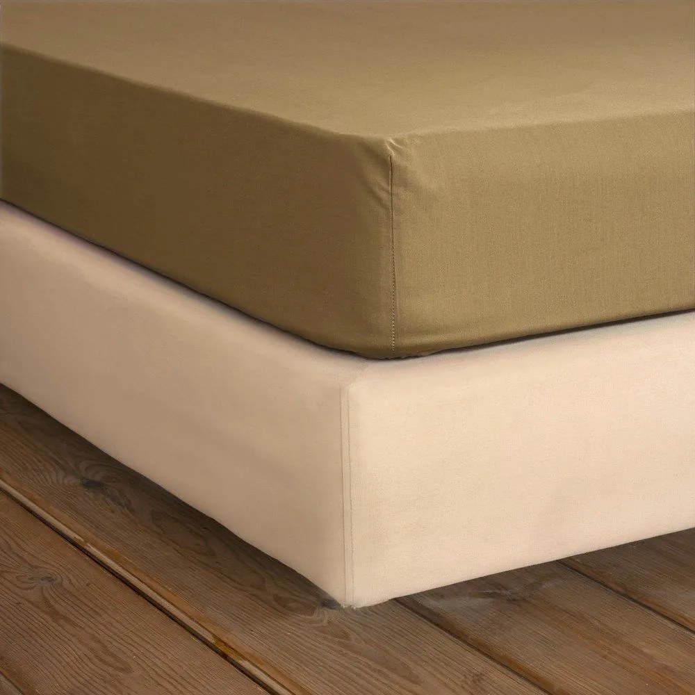 Σεντόνι Unicolors Με Λάστιχο Gold Brown Nima Ημίδιπλο 120x234cm 100% Cotton